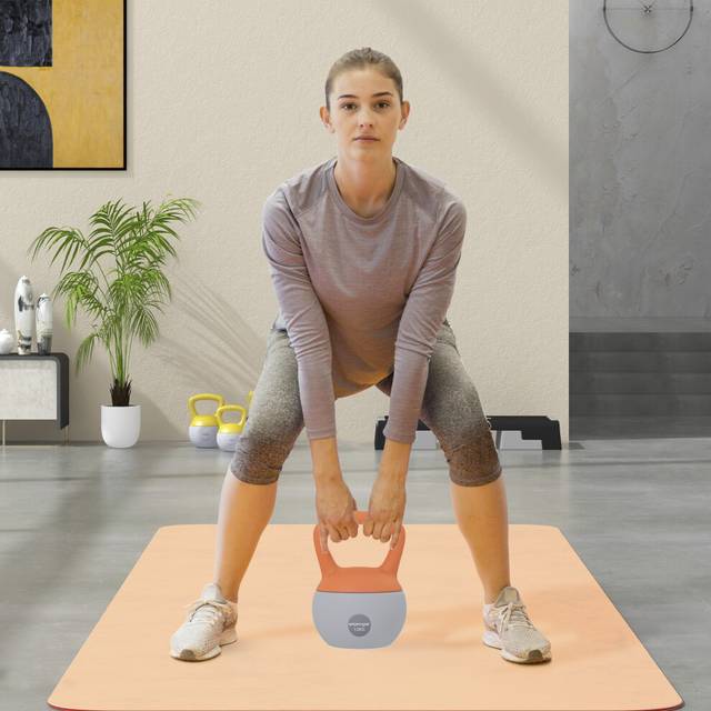 SPORTNOW 12KG Kettlebell with Soft Body and Non-Slip Handle, Yellow, Grey