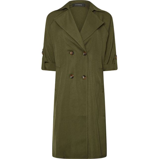 Pixiegirl Petite Khaki Green Woven Lightweight Trench Coat 12 Pixiegirl | Petite Women's Jackets