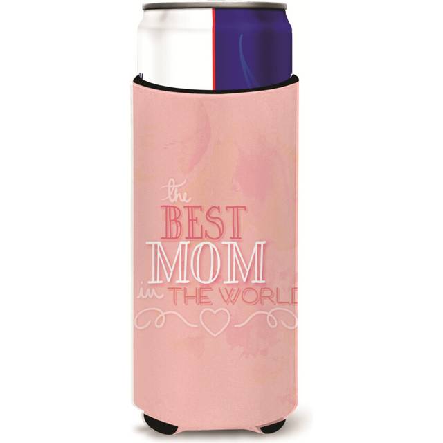 Caroline's Treasures The Best Mom In The World Pink Michelob Ultra Hugger For Slim Cans  Multicolor
