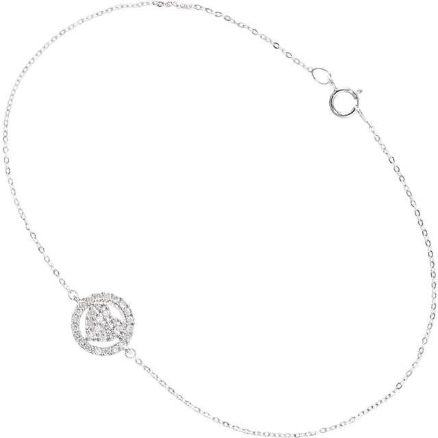 Mogul 9ct White Gold Pave Diamond Heart Chain Bracelet