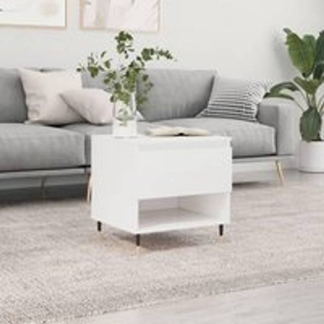 Coffee Table High Gloss White 50x46x50 cm Engineered Wood - One Size