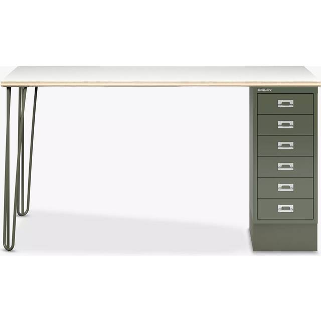 Bisley MultiDesk Ply Wood Home Office Desk with 6 Drawers, 140cm