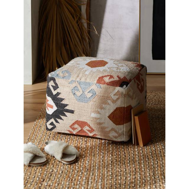 John Lewis Bolton Aztec Square Outdoor Pouffe, Natural