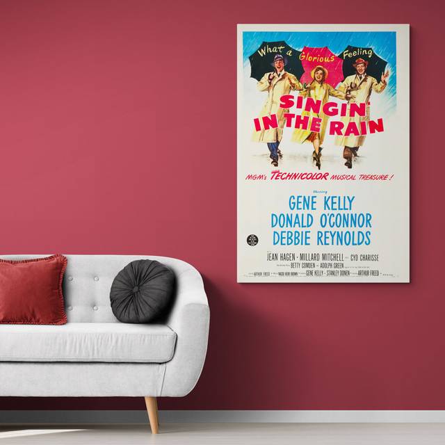 Singin' n the Rain Vintage Movie Art 1952 - Canvas Framed Print (41 cm H x 31 cm W)