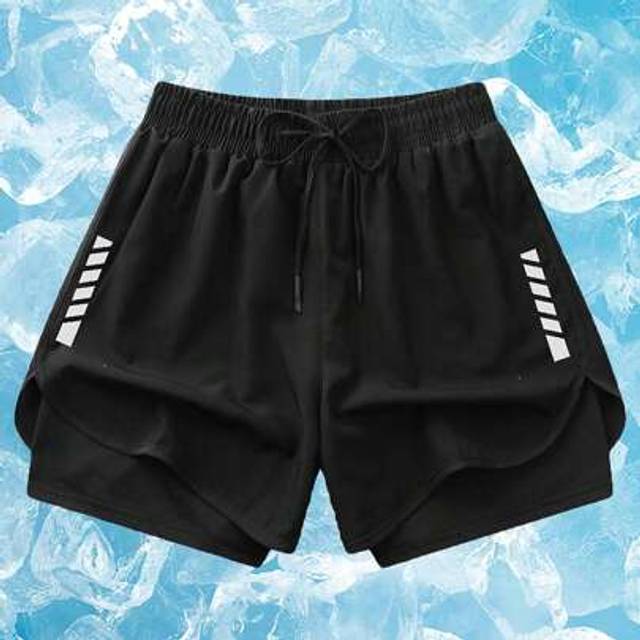 SHEIN Women&#39;s Lightweight Drawstring Waist Geometric Print Athletic Shorts - Breathable, Quick-Dry Fabric For Fitness, Running, Casual Wear