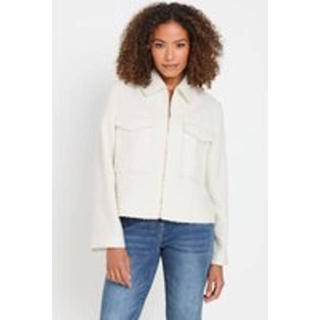 M&Co Ivory White Boucle Zip Through Jacket 14 M&Co Womens