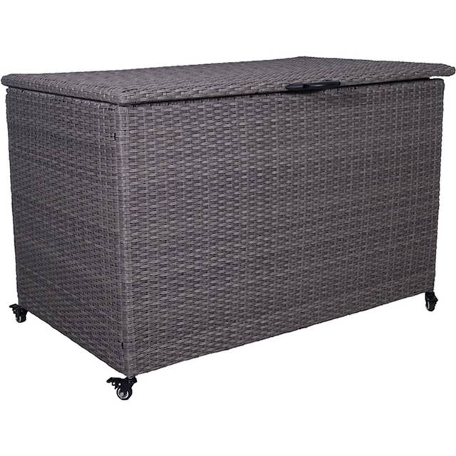 Royal Craft Storage 120cm W 510L Wicker Deck Box with Wheels - Grey (80cm H X 120cm W X 75cm D)