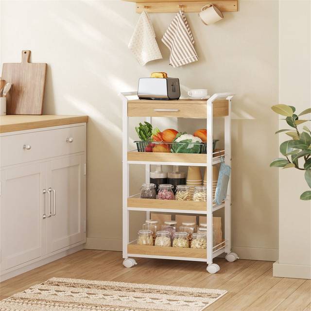 Anahit Metal Bar Cart - White (10cm W X 10cm D)