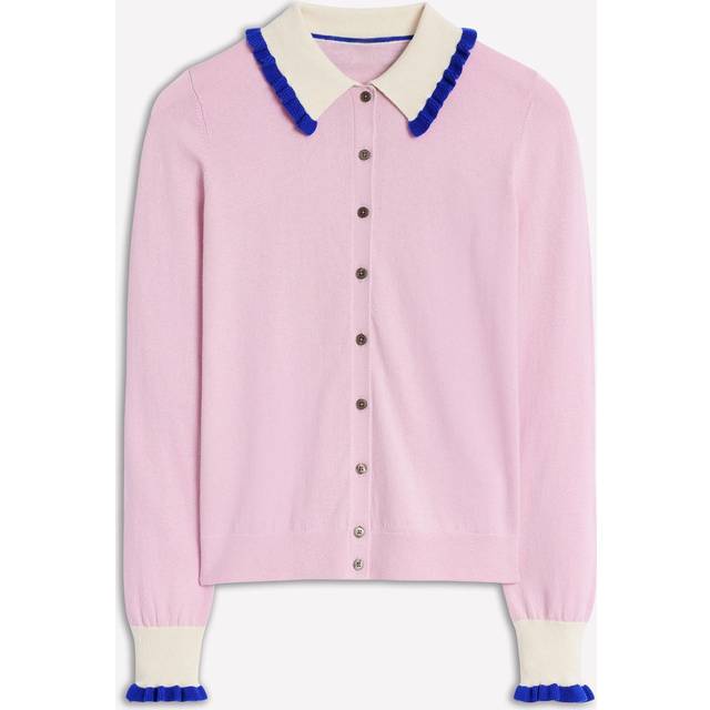 Boden Frill Trim Cardigan, Soft Lavender Pink
