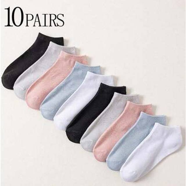 SHEIN 10 Pairs Women Macaron Colorful Ankle Socks, Versatile, Simple, Casual, Soft, Comfortable, Absorbent, Suitable For Mother&#39;s Day