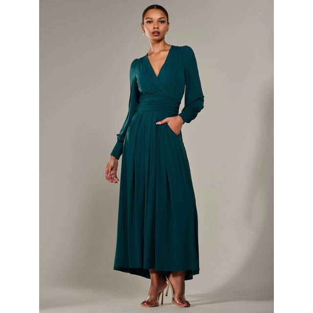 Long Sleeve Super Soft Jersey Maxi Dress - Dark Green - 20