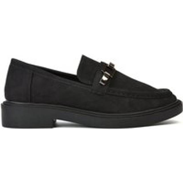 Xy London 'dakoa' Gold Chain Back To School Chunky Loafer Shoes In Jet Black - 8
