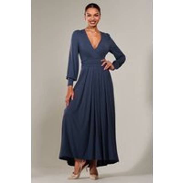 Long Sleeve Super Soft Jersey Maxi Dress - Mid Blue - 16