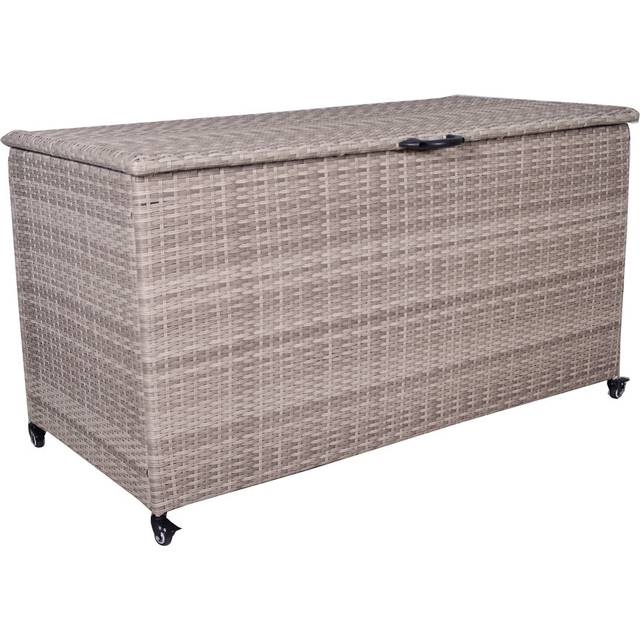 Royal Craft Storage 120cm W 510L Wicker Deck Box with Wheels - Beige (80cm H X 120cm W X 75cm D)