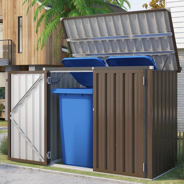 Outdoor Waterproof 5 ft. W x 3 ft. D Metal Flat Storage Shed - Brown (140cm W X 80cm D X 117.6cm H)