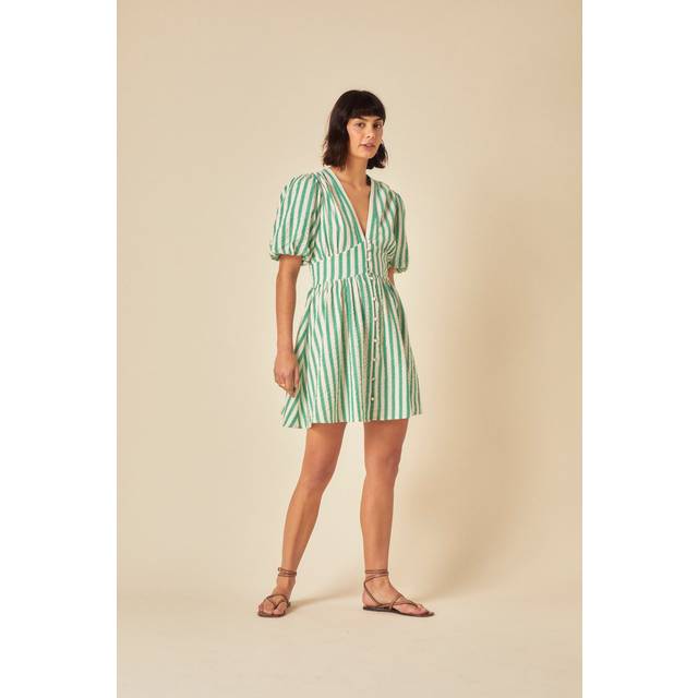 Nobody's Child Starlight Stripe Pure Organic Cotton Mini Dress, Green Stripe