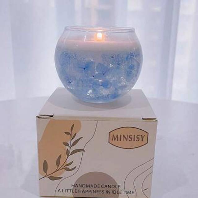 SHEIN 1 Box/1 Cup Blue Floating Flower Scented Candle, Atmospheric Home Fragrance Candle For Living Room, Bedroom, Office Decor, Gift For Friends