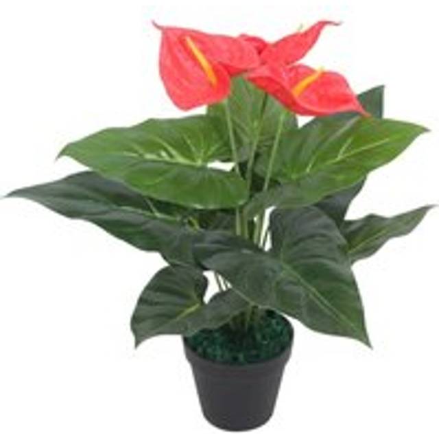Artificial Anthurium Plant with Pot 45 cm Red and Yellow - One Size