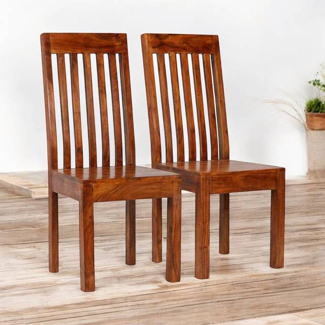 Solid Wooden Dining Chair - Brown (105cm H X 45cm W X 45cm D)