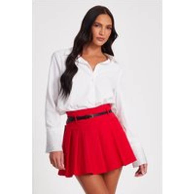 Quiz Women's Red Belted A Line Mini Skirt New Look - UK 6