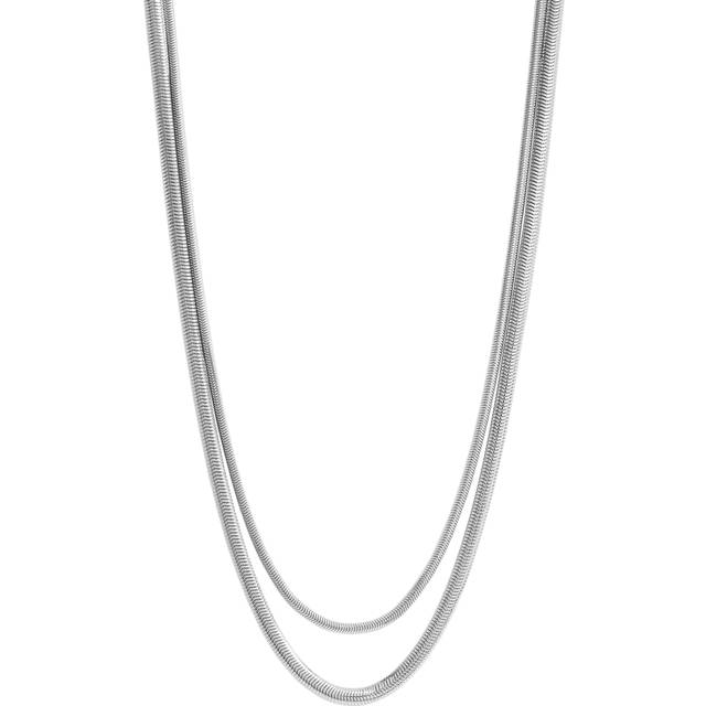 Jon Richard Jon Richard Silver Plated Double Row Snake Chain Necklace