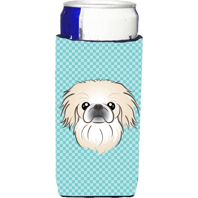 Checkerboard Blue Pekingese Ultra Beverage Insulators for slim cans BB1159MUK