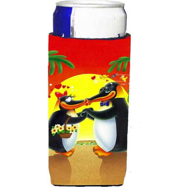 Caroline's Treasures APH0245MUK In Love Valentine's Day Penguins Michelob Koozies For Slim Cans  Multicolor