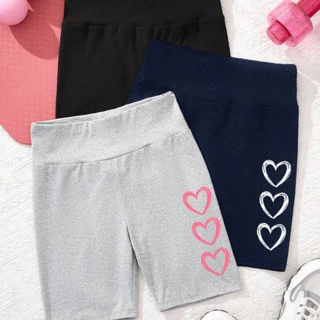 SHEIN Tween Girls Casual Minimalist Style Mid-Length Leggings, Suitable For Spring & Summer