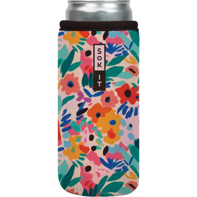 Sok It Can Sok Sleeve for Beer & Soda Insulated Neoprene Cover (Abstract Floral  12oz Slim Can Sleeve)