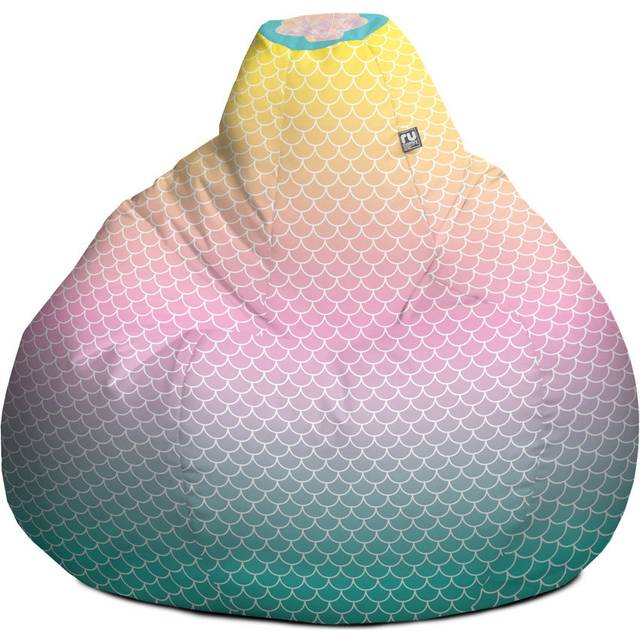 Printed Extra Large Classic Beanbag And Footstool Bundle - Multicolour (Large)