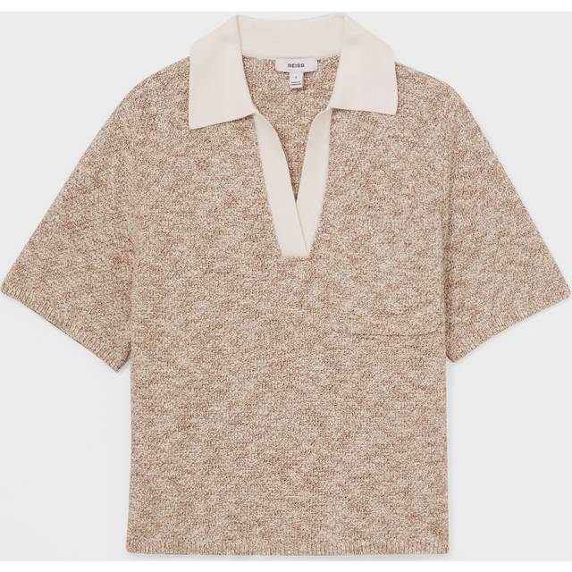 Reiss Sam Textured Knit Top, Beige/Multi
