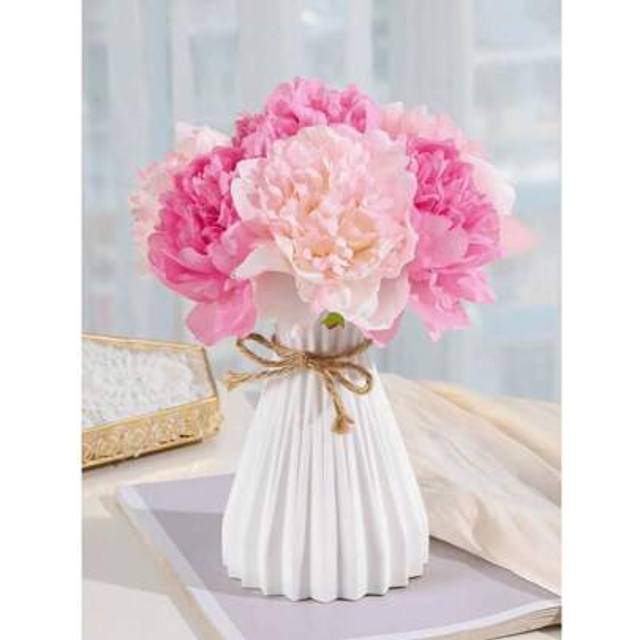 SHEIN Plastic & Manila Rope Flower Vase, Suitable For Dining Room, Living Room, Balcony, Cafe, Bedroom, Study Gifts Birthday Graduation