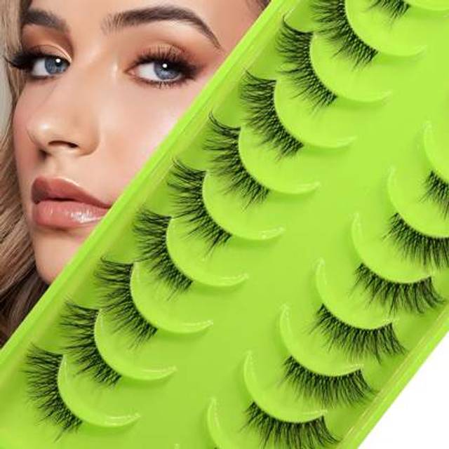 SHEIN 10 Pairs 3D Cross Fluffy Half Lashes , Reusable 20+ Wears Feather-Light Natural Lashes For Daily/Party/Wedding (Easy Apply & Cruelty-Free)