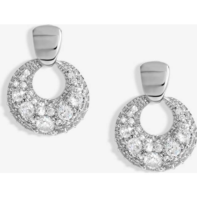 Jon Richard Polished & Micro Pave Door Knocker Earrings, Rhodium