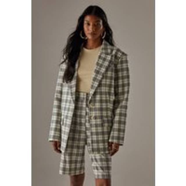 Womens Oversized Check blazer - Yellow - 6