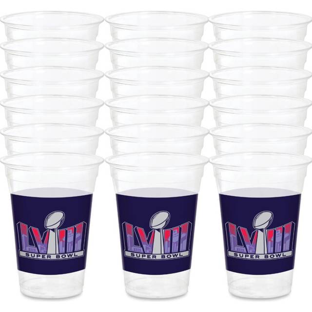 Amscan Super Bowl LVIII Reusable Multicolor Plastic Cups16oz  Set of 25 Cups  16 Oz