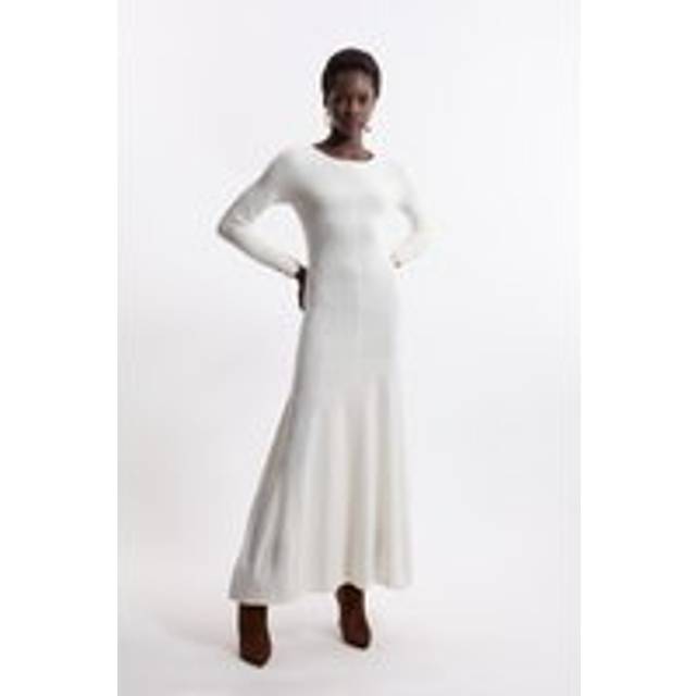 Wool Cashmere Knit Ballet Maxi Dress - Ivory