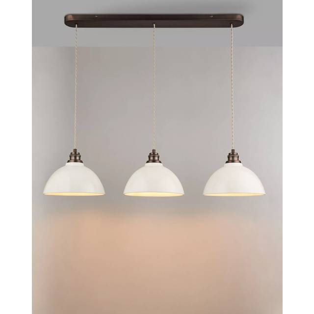 John Lewis Bourton Crackle Ceramic Over Diner 3 Pendant Ceiling Light, White