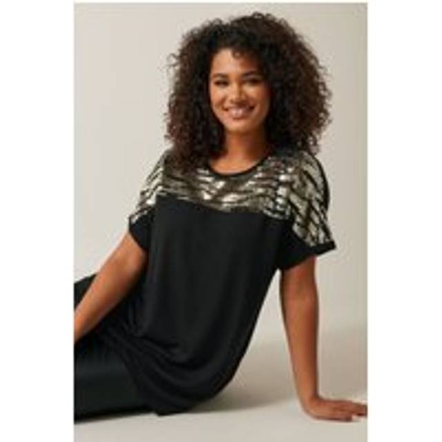 Sequin Embellished T-Shirt - Gold - 26-28