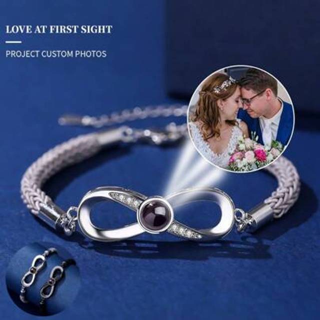 SHEIN 1pc Custom Photo Projection Bracelet Mobius Ring Couple Bracelet Gift For Her