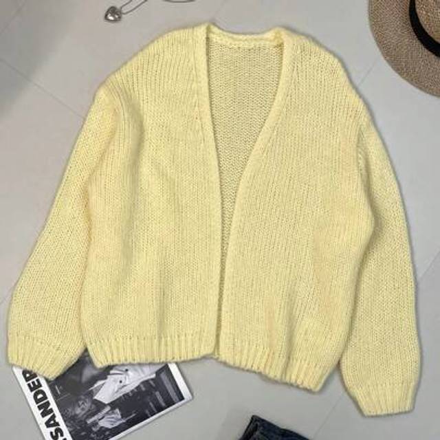 INAWLY Plus Size Women Casual Solid Color Knitted Cardigan