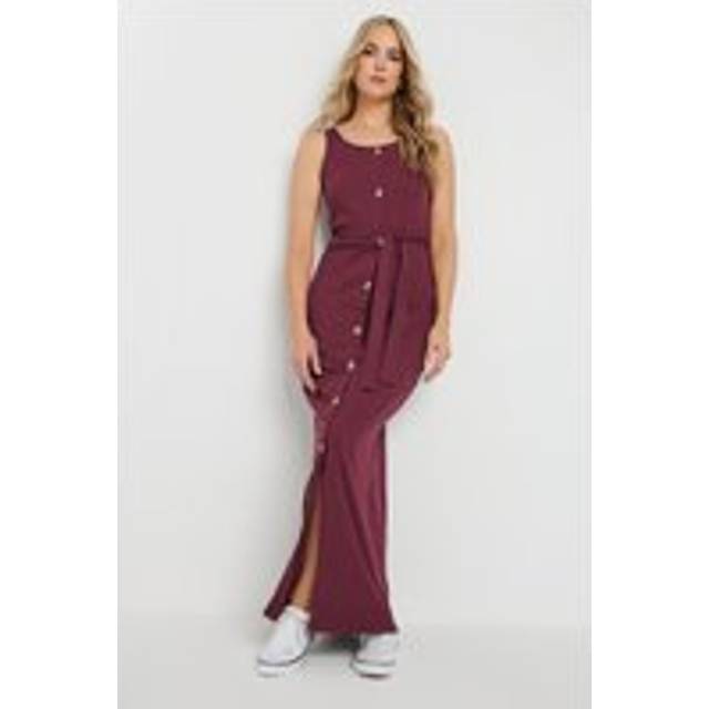 Lts Tall Burgundy Red Ribbed Button Through Maxi Dress 12 Lts | Tall Women's Maxi Dresses