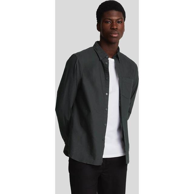 Lyle & Scott, Skjorta, Herr, S, Bomull, Tonal Eagle Plain Oxford Shirt - black (S)