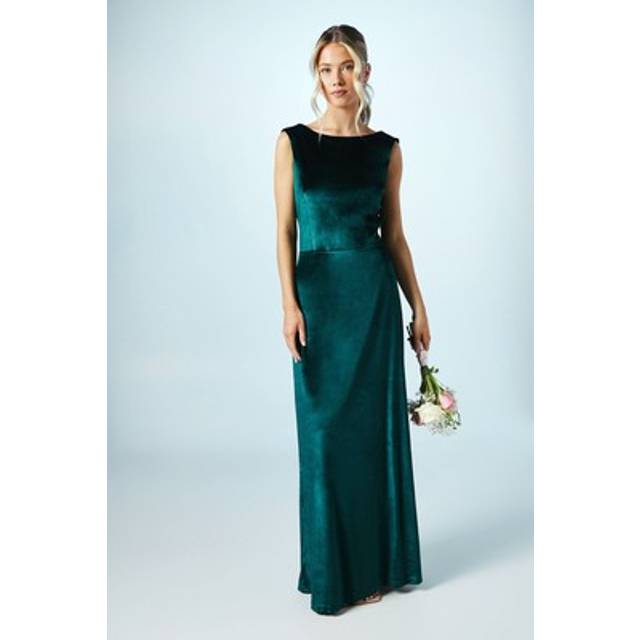 Teen Coast Cowl Back Velvet Bridesmaids Maxi Dress - Green - 12-13 Years