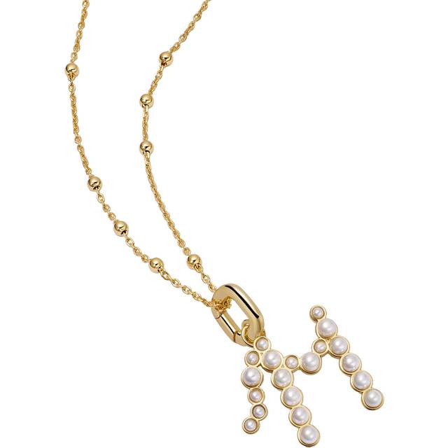 Daisy London Pearl Initial Pendant Necklace, Gold