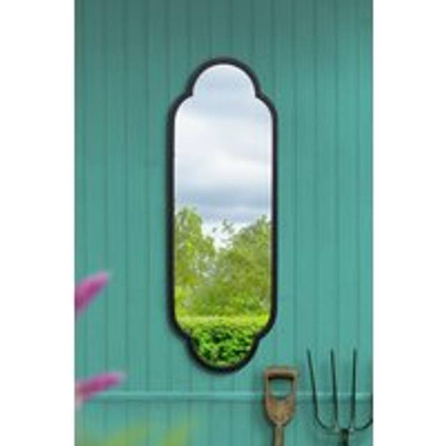 Mirroroutlet Duplici - Gold Metal Framed Double Arched Oval Garden Wall Mirror 40'' x 14'' (102cm x 35.5cm), Gold