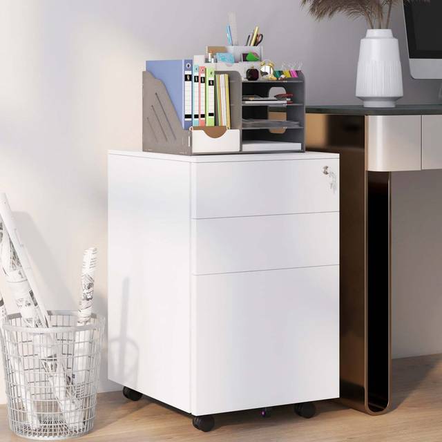 Izmir 37cm Wide 3 -Drawer File Cabinet - White (60cm H X 37cm W X 43cm D)