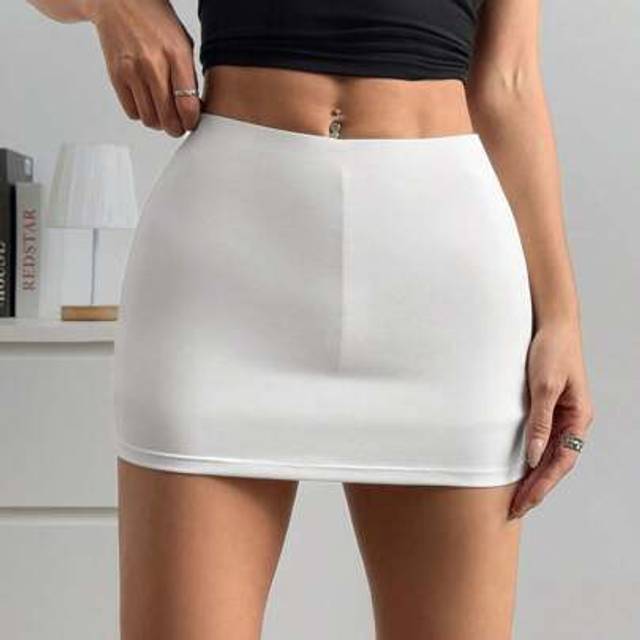 SHEIN Women&#39;s Summer Going Out  Black And White Casual Mini Skirt With Shorts Lining,2pcs
