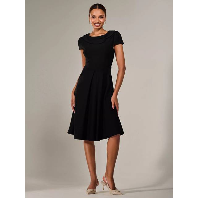 Jolie Moi Vintage Inspired Roll Collar Midi Dress, Black