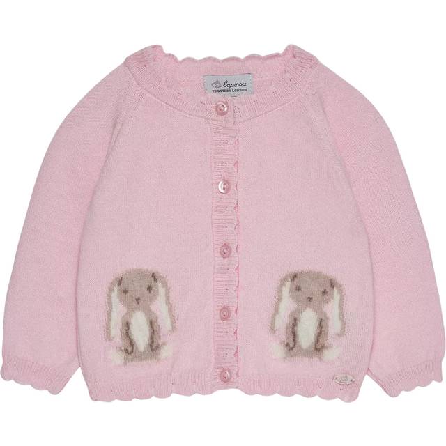 Trotters Baby Bunny Wool Blend Cardigan, Pale Pink